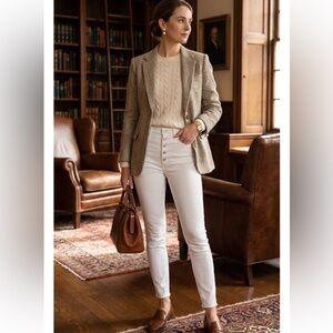 MADEWELL Women's White Petite 10" High-Rise Skinny Jeans SIZE 36P AJ294 $128